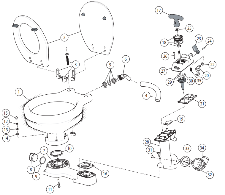 Jabsco Ersatzteile für Jabsco Marine Toiletten (verschiedene Ausführungen)