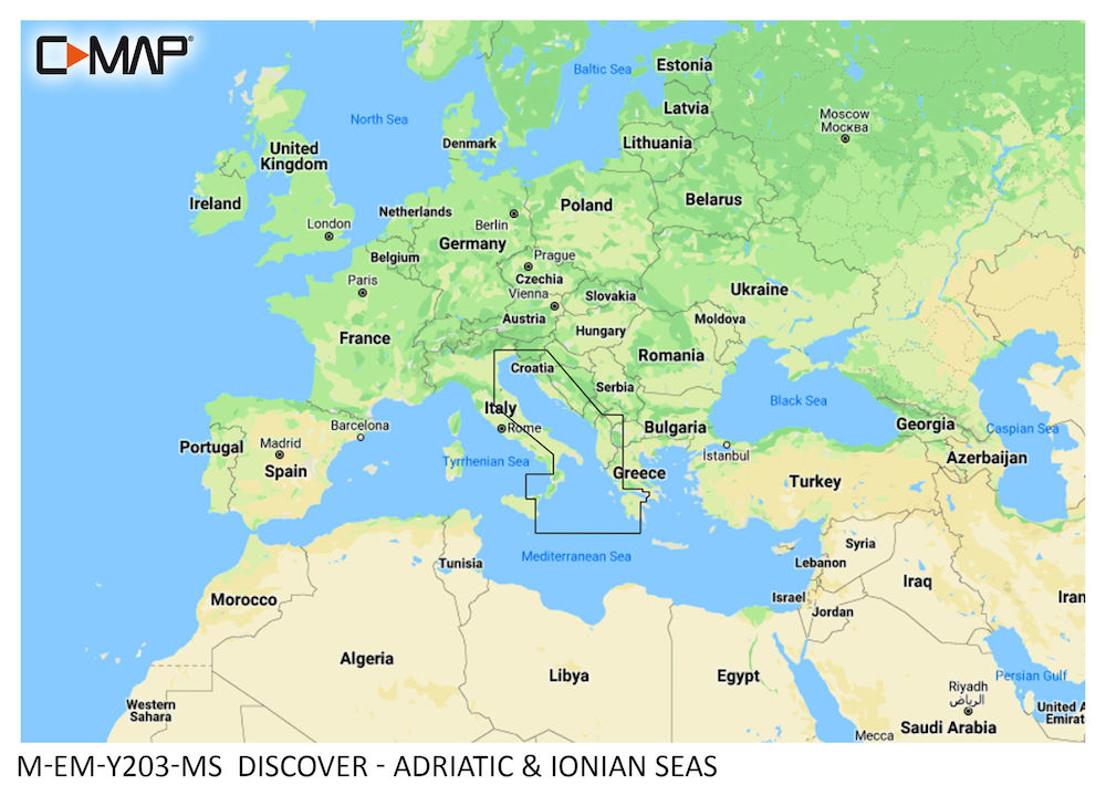 C-MAP DISCOVER:  M-EM-Y203-MS   Adriatic & Ionian Seas