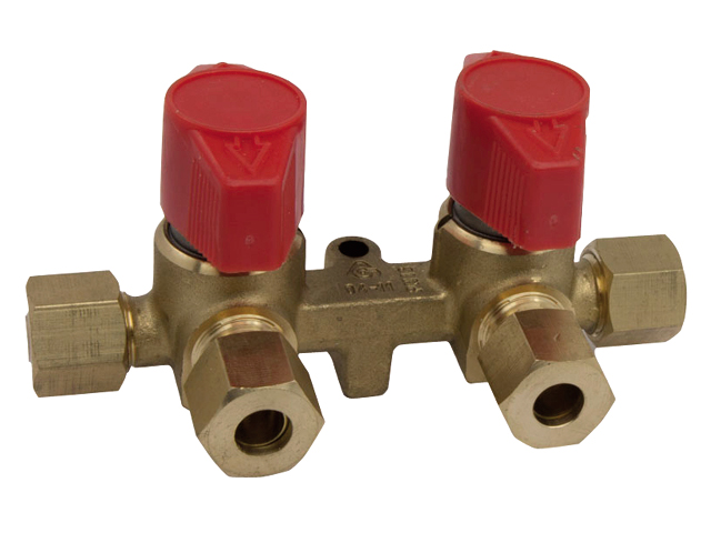 Talamex Gas Installation Verteilerblock mit 2 Ausgängen