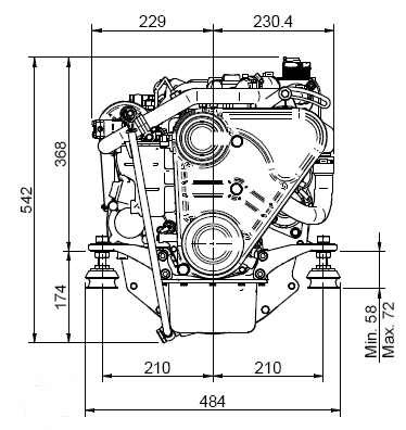 sole-schiffsdiesel-mini-17-mit-technodrive-wendegetriebe-tmc40l-untersetzung-2-00-1-16ps-11-77kw-2-cil-635cm-3600-u-min-12v-lichtmachine-75a-gewicht-98kg