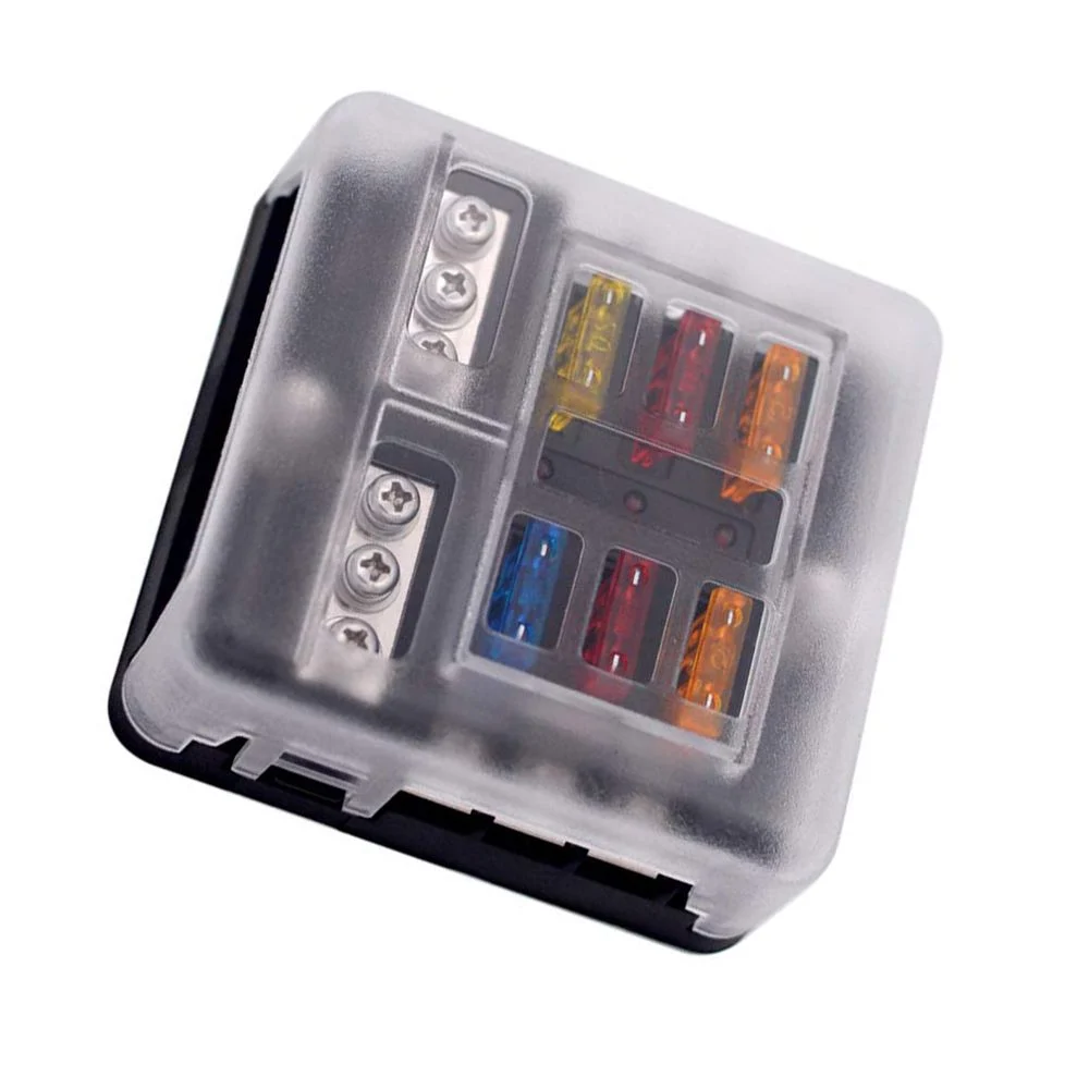 Offgridtec 6-fach Sicherungshalter für KFZ Flachsicherung mit LED Anzeige