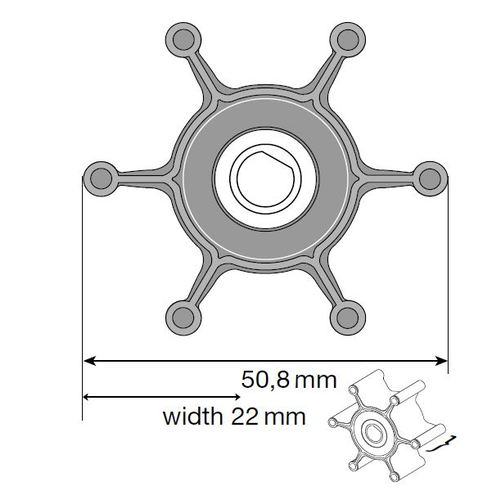 Johnson Impeller für F4 Pumpe, MC97, Welle 22mm  aus EPDM ersetzt 18653-001