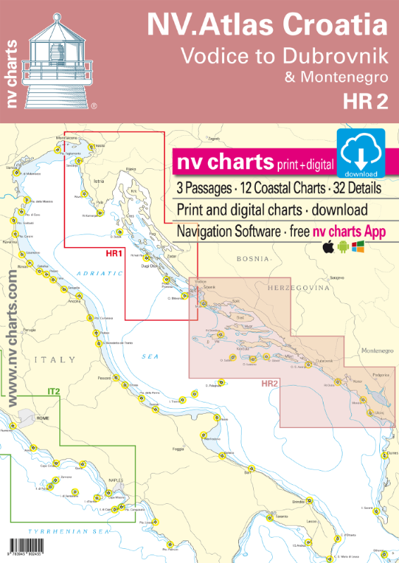 NV Croatia HR2 Seekarte - Vodice to Dubrovnik & Montenegro
