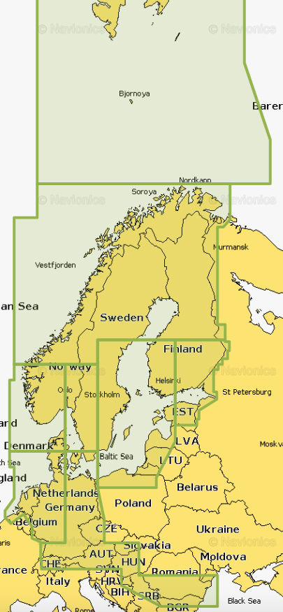 BlueChart g3 Vision Seekarte VEU721L Northern Europe