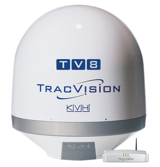 KVH TracVision TV8 mit IP-TV-Hub B und Auto-Skew