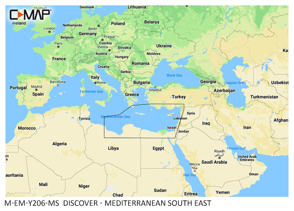 C-MAP DISCOVER:  M-EM-Y206-MS   Mediterranean South East