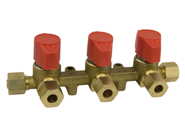 Talamex Gas Installation Verteilerblock mit 3 Ausgängen