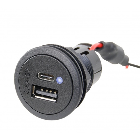 BlueGull USB-A und USB-C Einbausteckdose mit LED