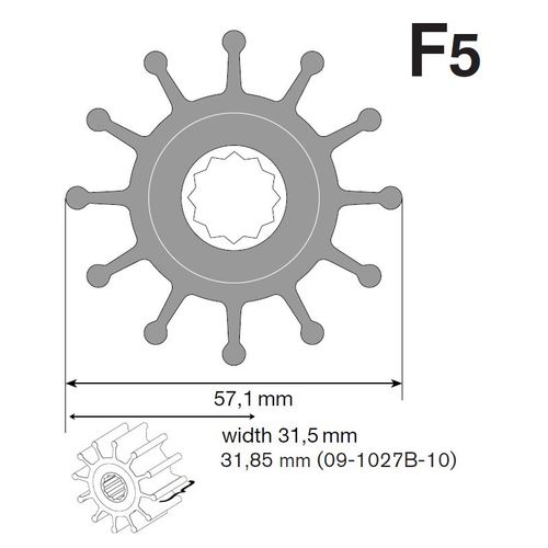 Johnson Impeller für F5 Pumpe MC-97 Kühlung aus Nitril