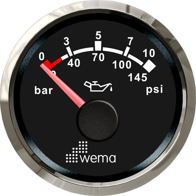Wema NMEA2000 Tankanzeige Öldruck Silver-Line schwarz