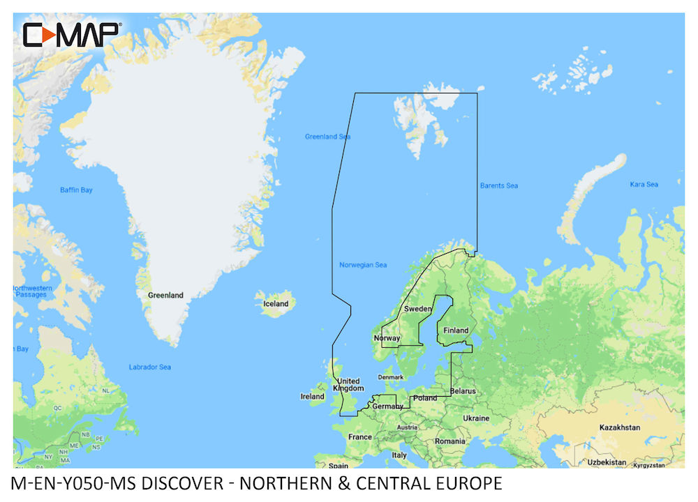 C-MAP DISCOVER:  M-EN-Y050-MS  Northern & Central Europe