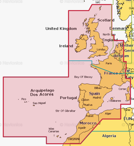 BlueChart g3 Vision Seekarte VEU722L European Atlantic Coast