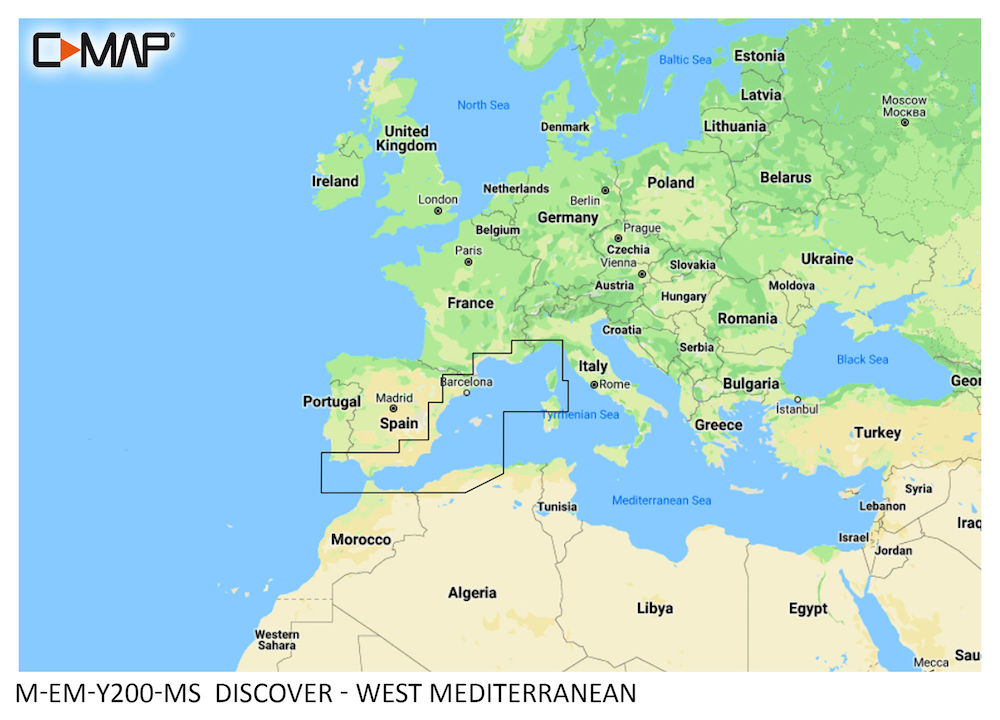 C-MAP DISCOVER:  M-EM-Y200-MS   West Mediterranean