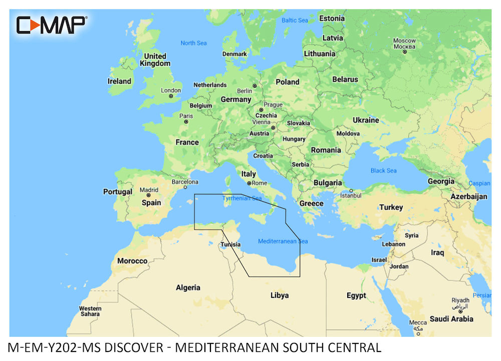 C-MAP DISCOVER:  M-EM-Y202-MS   Mediterranean South Central