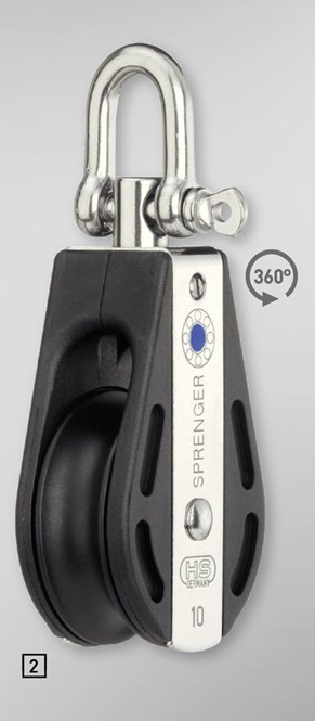 Sprenger 10mm S-Block Nadellager 1 Rolle mit durchgehendem Bügel und Hundsfott