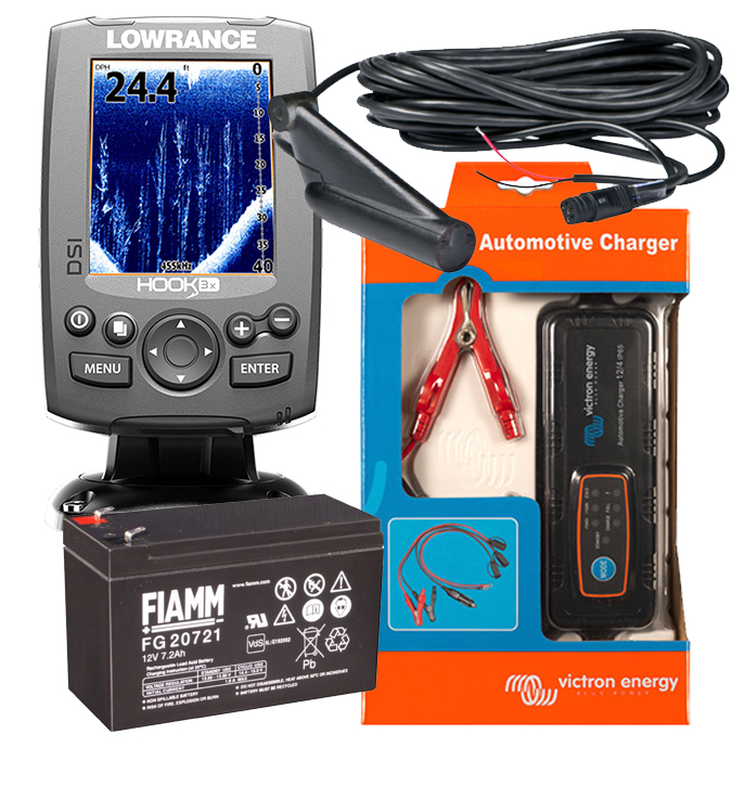 Lowrance Hook3x DSI Action Pack Fishfinder Echolot mit Akku und Ladegerät
