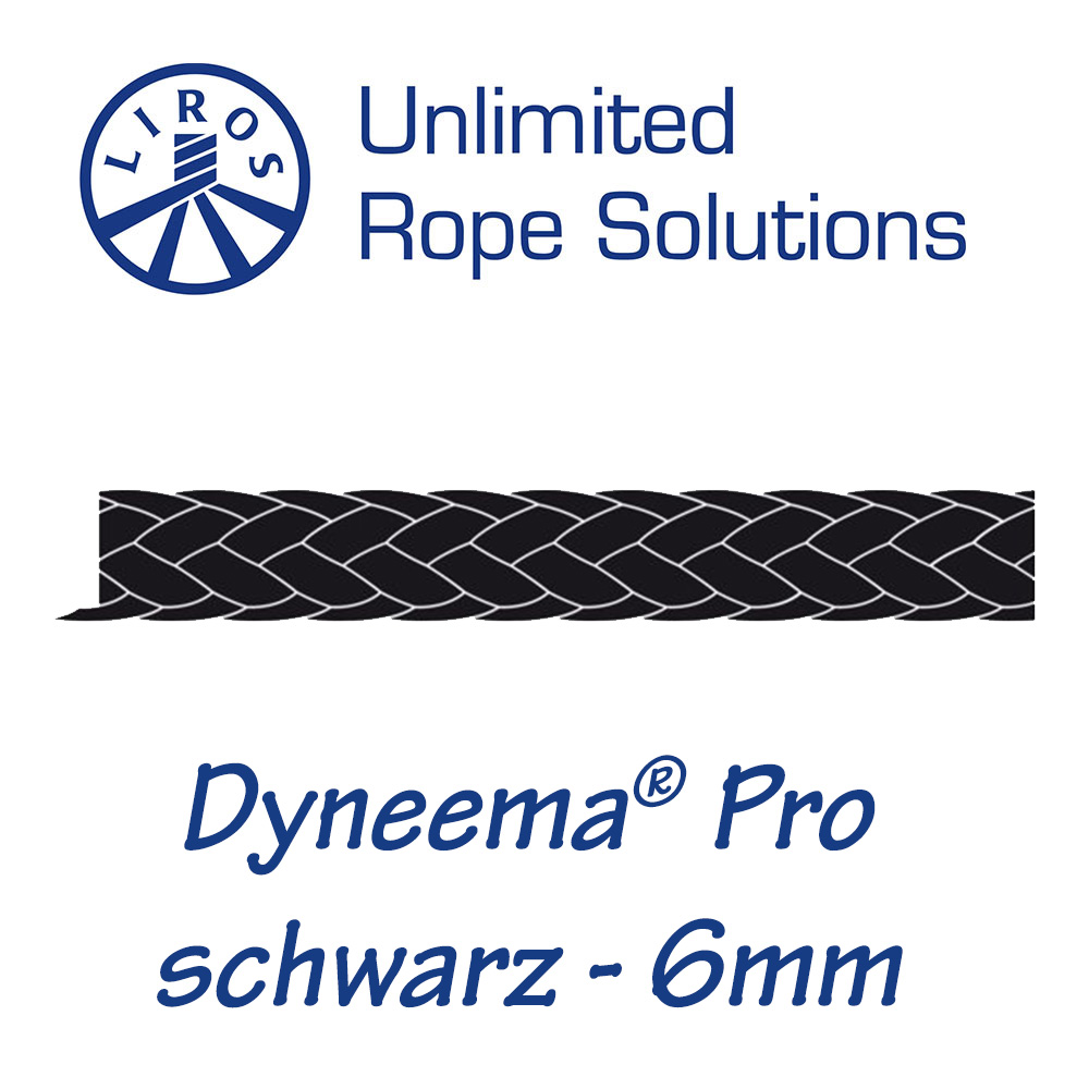 Liros Dyneema Pro Farbe schwarz Meterware 6mm