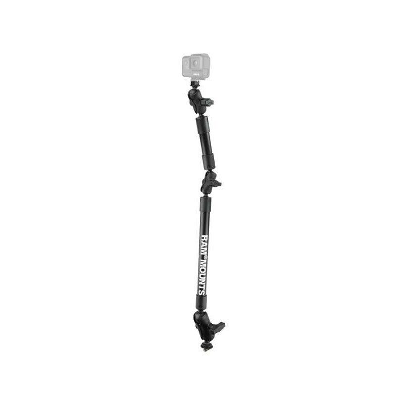 RAM Mounts GoPro-Set für Tough-Track Schienen - Set mit T-Slot, 12 Zoll Kunststoff-Stab, Verbindungs-Set, 12 Zoll Kunststoff-Stab, Set mit GoPro-Adapter, C-Kugel (1,5 Zoll)