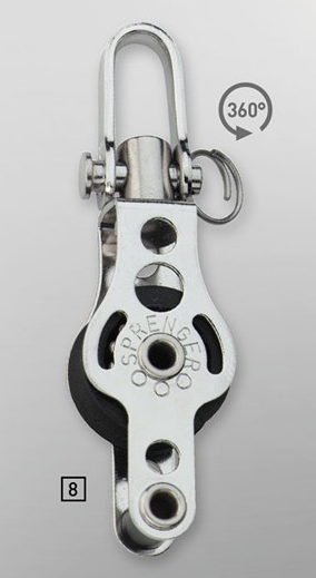 Sprenger 6mm Micro XS Block einfach mit Hundsfott und Wirbel
