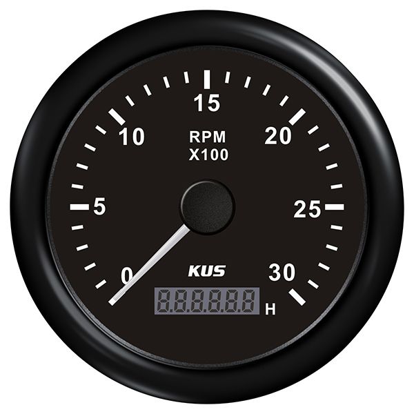 KUS Drehzahlmesser mit Betriebsstundenzähler f.Dieselmot. 0-3000U/min 0,5-250 12/24V D=85mm