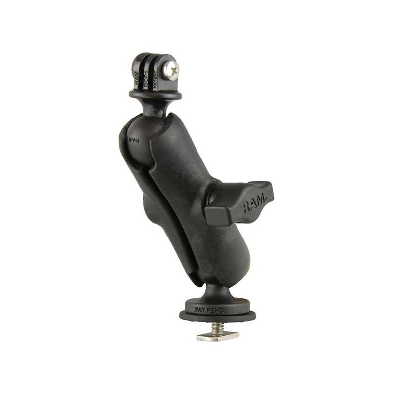 RAM Mounts GoPro-Set für Tough-Track Schienen - Kugel mit T-Slot, mittlerer Verbindungsarm, GoPro-Adapter, B-Kugel (1 Zoll), im Polybeutel