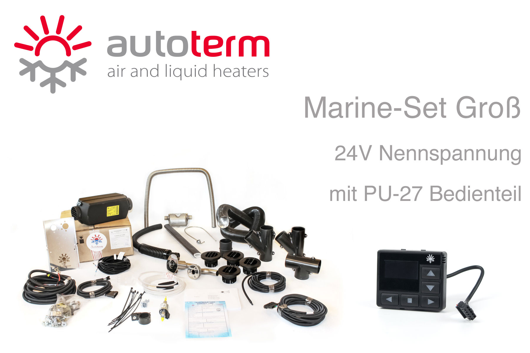 Autoterm Air 2D Diesel Warmluftheizung Marine Set Groß, 24V, PU-27 Bedienteil